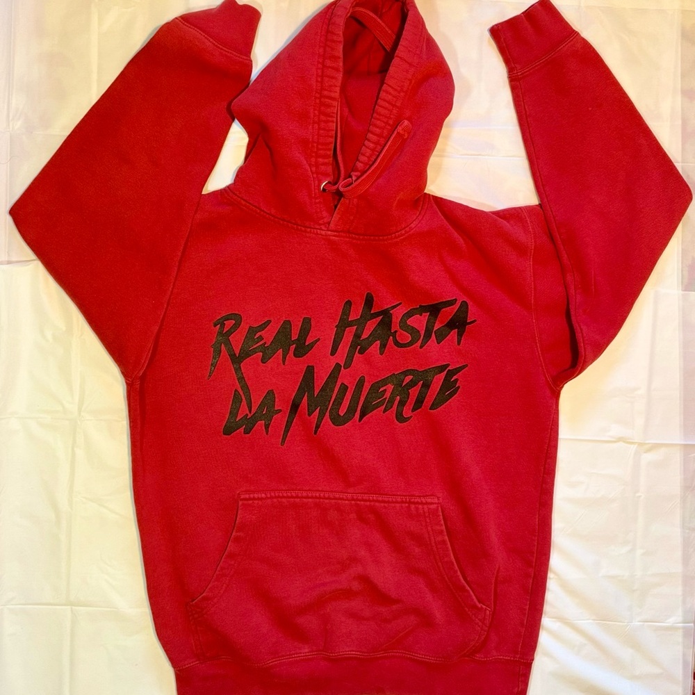 Bad Bunny Real Hasta La Muerte Red Hoodie Anuel AA Tour Pullover